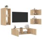 vidaXL 4-tlg. TV-Wohnwand mit LED-Leuchten Sonoma-Eiche vidaXL 4-tlg. TV-Wohnwand mit LED-Leuchten Sonoma-Eiche