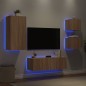 vidaXL 4-tlg. TV-Wohnwand mit LED-Leuchten Sonoma-Eiche vidaXL 4-tlg. TV-Wohnwand mit LED-Leuchten Sonoma-Eiche