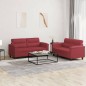 vidaXL 2-tlg. Sofagarnitur mit Kissen Weinrot Kunstleder vidaXL 2-tlg. Sofagarnitur mit Kissen Weinrot Kunstleder