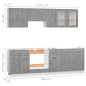 vidaXL 8-tlg. Küchenzeile Betongrau Holzwerkstoff vidaXL 8-tlg. Küchenzeile Betongrau Holzwerkstoff