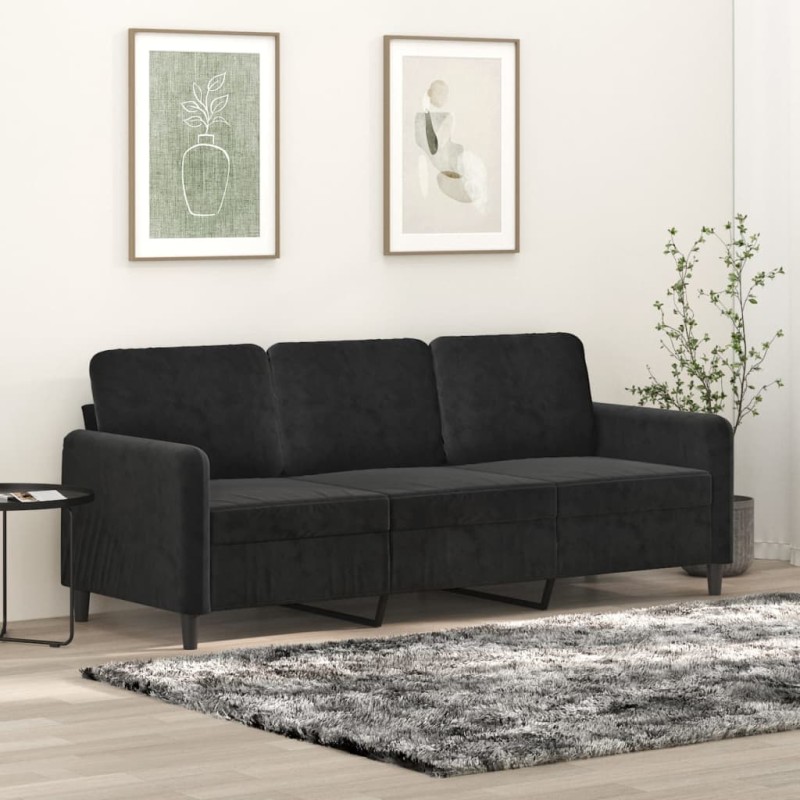 vidaXL 3-Sitzer-Sofa Schwarz 180 cm Samt vidaXL 3-Sitzer-Sofa Schwarz 180 cm Samt