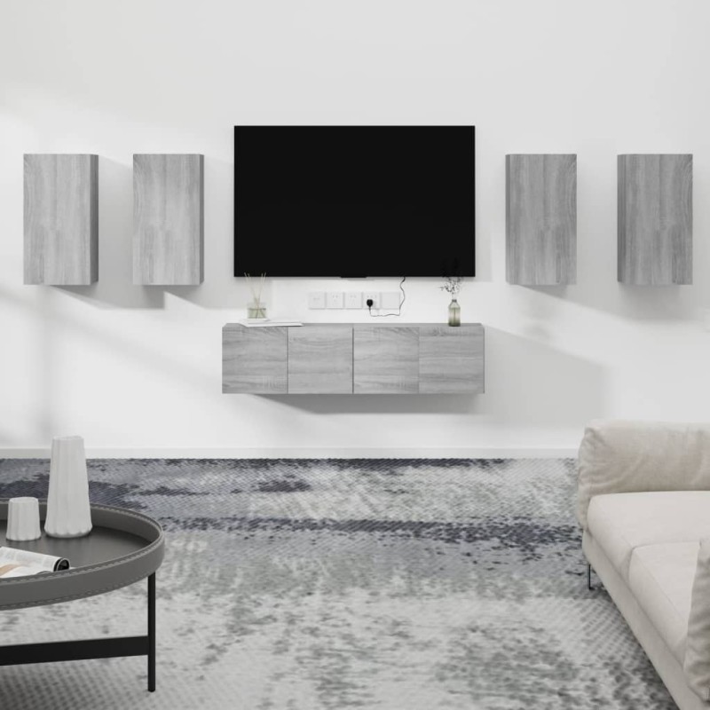 vidaXL 6-tlg. TV-Schrank-Set Grau Sonoma Holzwerkstoff vidaXL 6-tlg. TV-Schrank-Set Grau Sonoma Holzwerkstoff