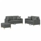 vidaXL 3-tlg. Sofagarnitur mit Kissen Dunkelgrau Stoff vidaXL 3-tlg. Sofagarnitur mit Kissen Dunkelgrau Stoff