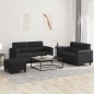 vidaXL 3-tlg. Sofagarnitur mit Kissen Schwarz Kunstleder vidaXL 3-tlg. Sofagarnitur mit Kissen Schwarz Kunstleder