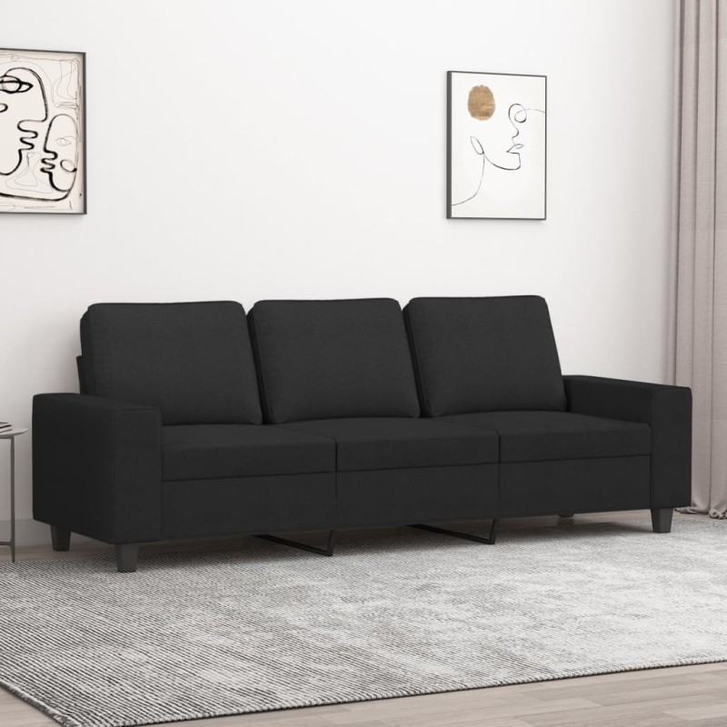 vidaXL 3-Sitzer-Sofa Schwarz 180 cm Stoff vidaXL 3-Sitzer-Sofa Schwarz 180 cm Stoff