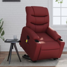 vidaXL Massagesessel mit Aufstehhilfe Weinrot Kunstleder