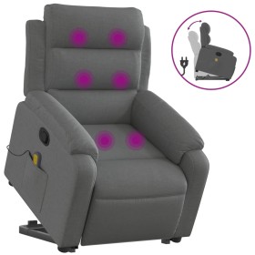 vidaXL Massagesessel mit Aufstehhilfe Dunkelgrau Stoff