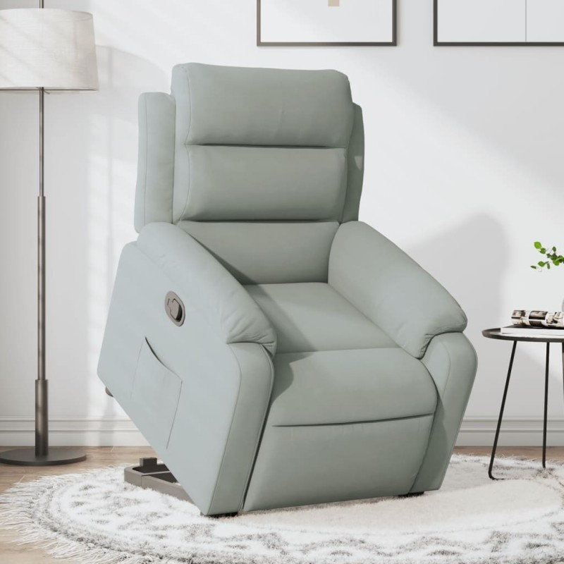 vidaXL Relaxsessel mit Aufstehhilfe Hellgrau Samt vidaXL Relaxsessel mit Aufstehhilfe Hellgrau Samt