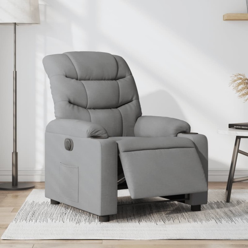 vidaXL Relaxsessel Elektrisch Hellgrau Stoff vidaXL Relaxsessel Elektrisch Hellgrau Stoff