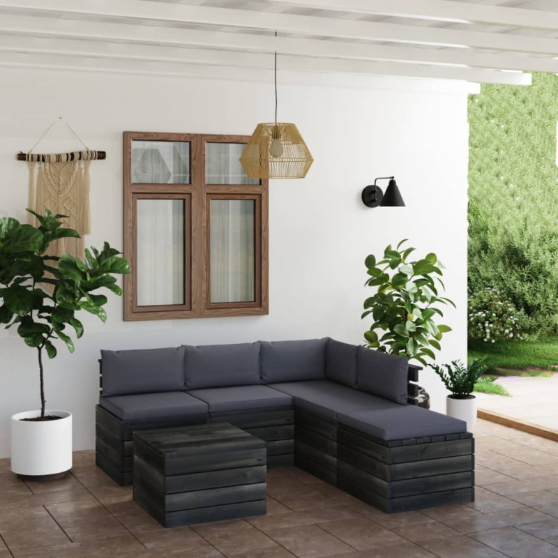 6-tlg. Garten-Sofagarnitur aus Paletten mit Kissen Kiefernholz 6-tlg. Garten-Sofagarnitur aus Paletten mit Kissen Kiefernholz
