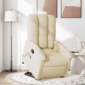 vidaXL Massagesessel mit Aufstehhilfe Creme Stoff