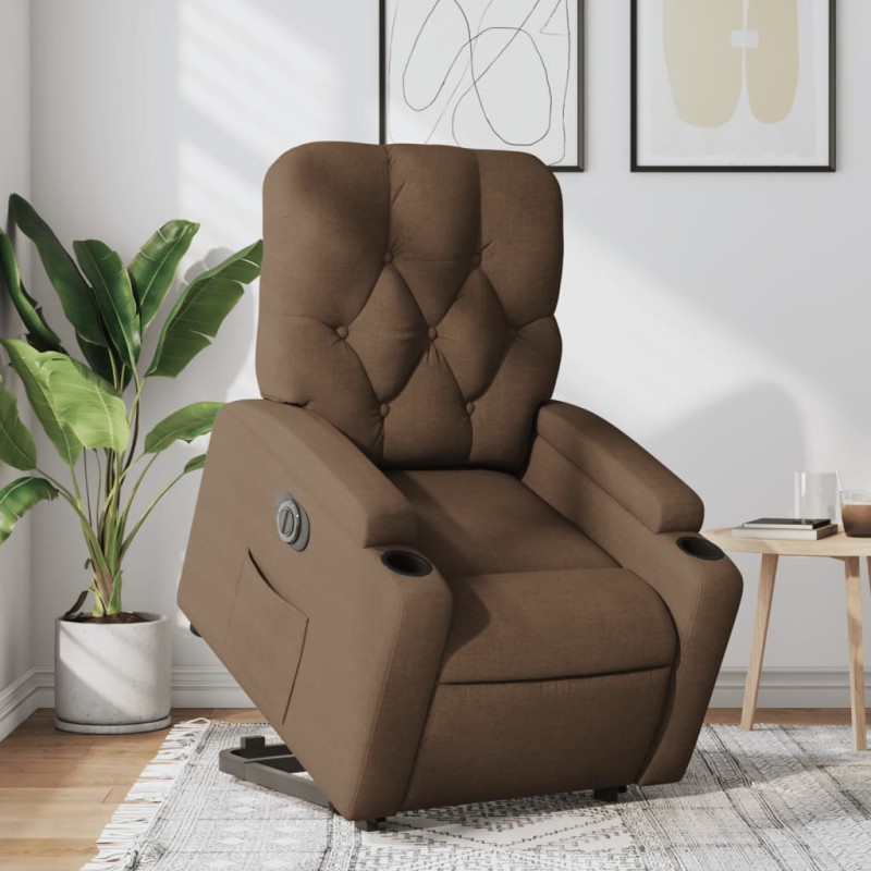 vidaXL Relaxsessel mit Aufstehhilfe Elektrisch Braun Stoff vidaXL Relaxsessel mit Aufstehhilfe Elektrisch Braun Stoff