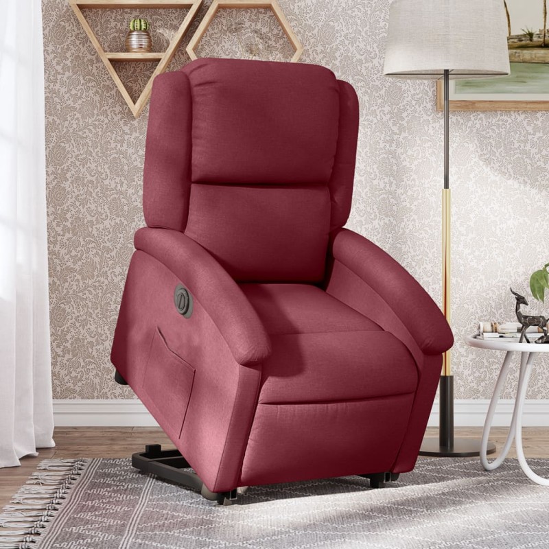 vidaXL Relaxsessel mit Aufstehhilfe Elektrisch Weinrot Stoff vidaXL Relaxsessel mit Aufstehhilfe Elektrisch Weinrot Stoff
