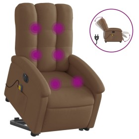 vidaXL Elektrischer Massagesessel mit Aufstehhilfe Braun Stoff