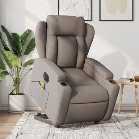 vidaXL Elektrischer Massagesessel mit Aufstehhilfe Taupe Stoff