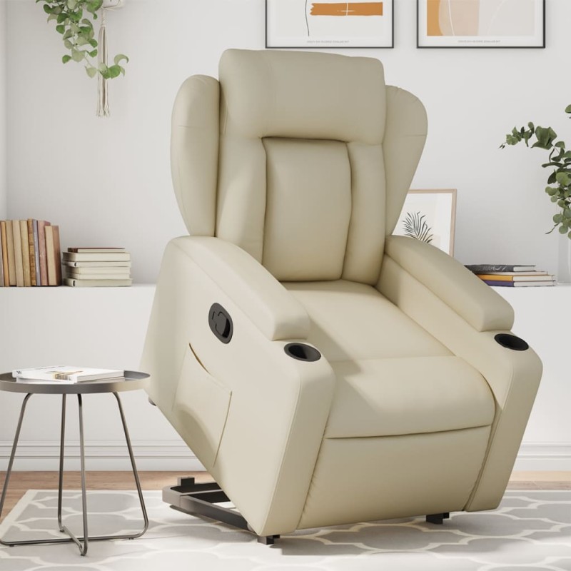 vidaXL Relaxsessel mit Aufstehhilfe Creme Kunstleder vidaXL Relaxsessel mit Aufstehhilfe Creme Kunstleder