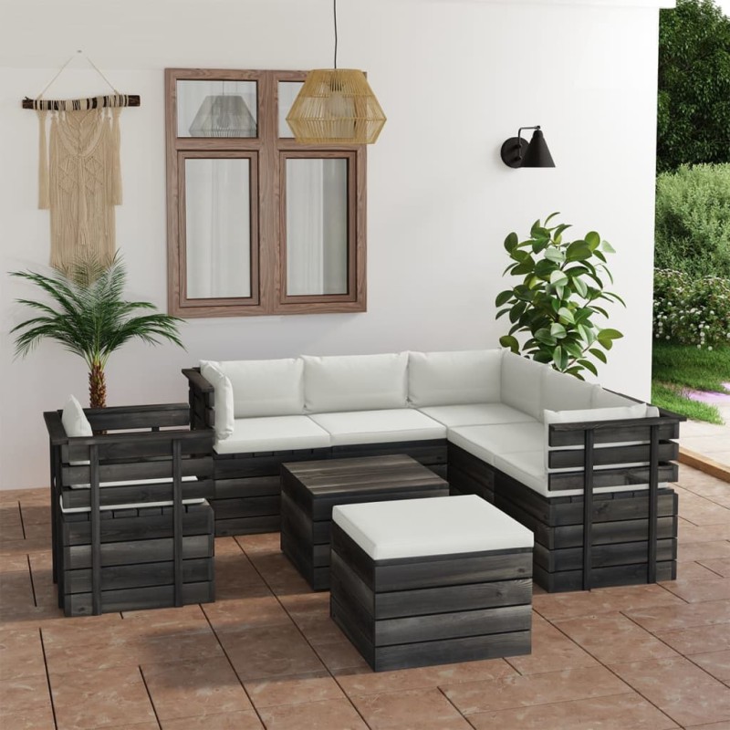 8-tlg. Garten-Sofagarnitur aus Paletten mit Kissen Kiefernholz 8-tlg. Garten-Sofagarnitur aus Paletten mit Kissen Kiefernholz