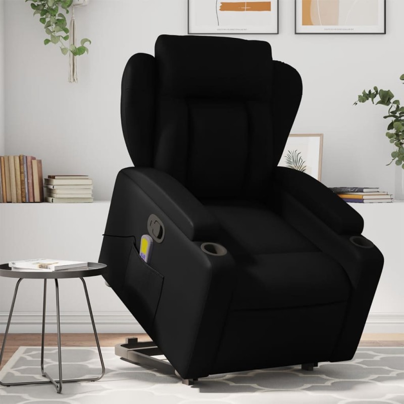 vidaXL Massagesessel mit Aufstehhilfe Schwarz Kunstleder vidaXL Massagesessel mit Aufstehhilfe Schwarz Kunstleder