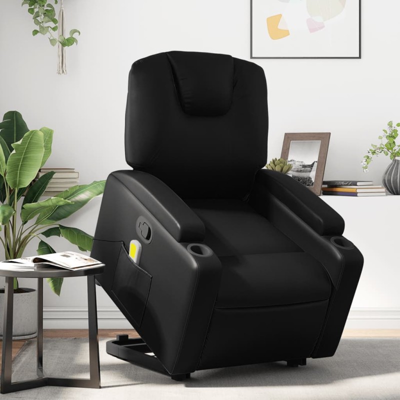 vidaXL Massagesessel mit Aufstehhilfe Schwarz Kunstleder vidaXL Massagesessel mit Aufstehhilfe Schwarz Kunstleder