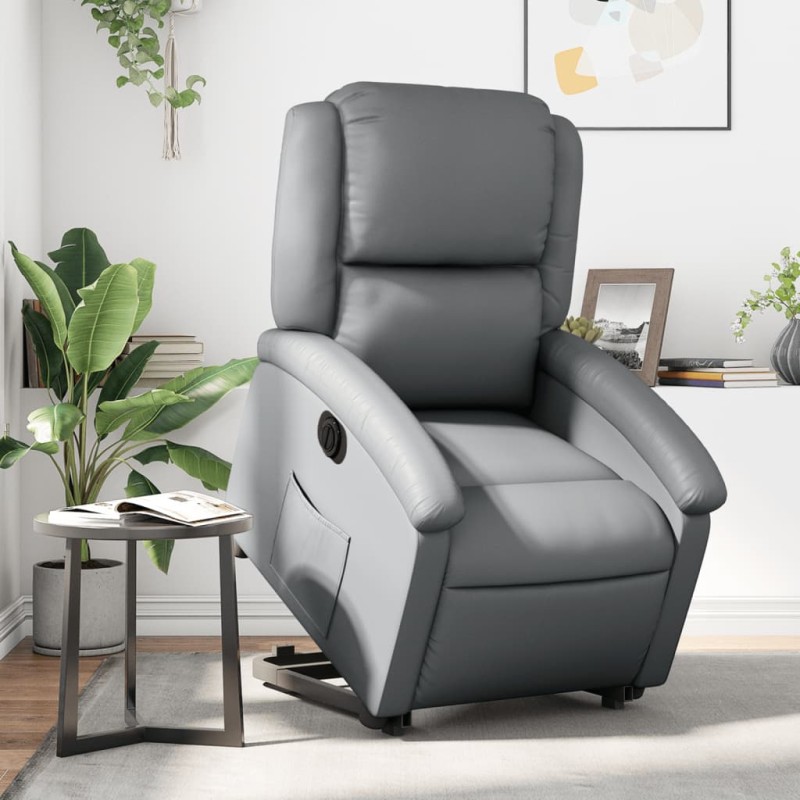 vidaXL Relaxsessel mit Aufstehhilfe Elektrisch Grau Kunstleder vidaXL Relaxsessel mit Aufstehhilfe Elektrisch Grau Kunstleder