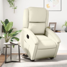 vidaXL Relaxsessel mit Aufstehhilfe Elektrisch Creme Kunstleder