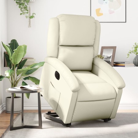 vidaXL Relaxsessel mit Aufstehhilfe Elektrisch Creme Kunstleder