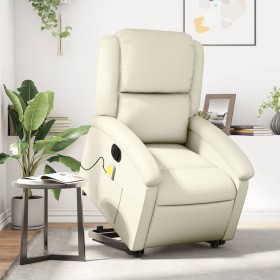 vidaXL Massagesessel mit Aufstehhilfe Elektrisch Creme Kunstleder