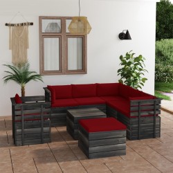 8-tlg. Garten-Sofagarnitur aus Paletten mit Kissen Kiefernholz