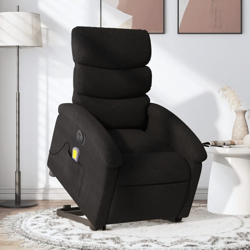 vidaXL Elektrischer Massagesessel mit Aufstehhilfe Schwarz Stoff vidaXL Elektrischer Massagesessel mit Aufstehhilfe Schwarz Stoff