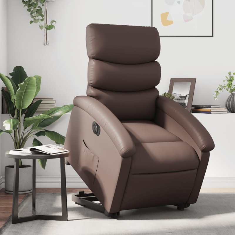vidaXL Relaxsessel mit Aufstehhilfe Elektrisch Braun Kunstleder vidaXL Relaxsessel mit Aufstehhilfe Elektrisch Braun Kunstleder