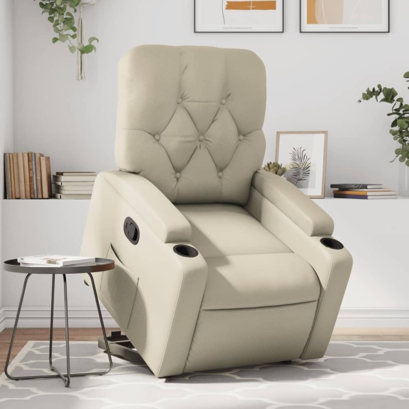 vidaXL Relaxsessel mit Aufstehhilfe Creme Kunstleder vidaXL Relaxsessel mit Aufstehhilfe Creme Kunstleder