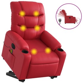 vidaXL Massagesessel mit Aufstehhilfe Elektrisch Rot Kunstleder