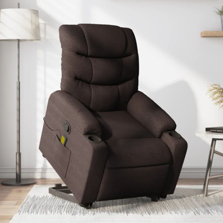vidaXL Massagesessel mit Aufstehhilfe Dunkelbraun Stoff