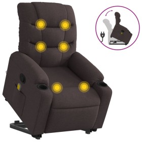 vidaXL Massagesessel mit Aufstehhilfe Dunkelbraun Stoff