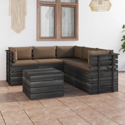 vidaXL 6-tlg. Garten-Sofagarnitur aus Paletten mit Kissen Kiefernholz