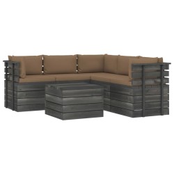 vidaXL 6-tlg. Garten-Sofagarnitur aus Paletten mit Kissen Kiefernholz