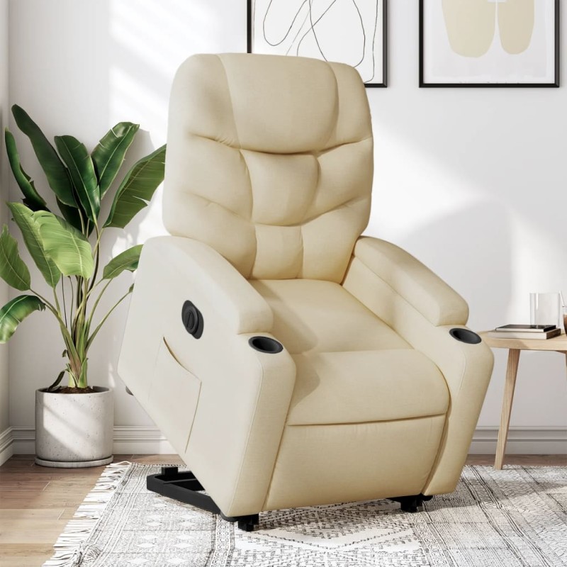 vidaXL Relaxsessel mit Aufstehhilfe Elektrisch Creme Stoff vidaXL Relaxsessel mit Aufstehhilfe Elektrisch Creme Stoff