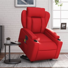 vidaXL Massagesessel mit Aufstehhilfe Elektrisch Rot Kunstleder