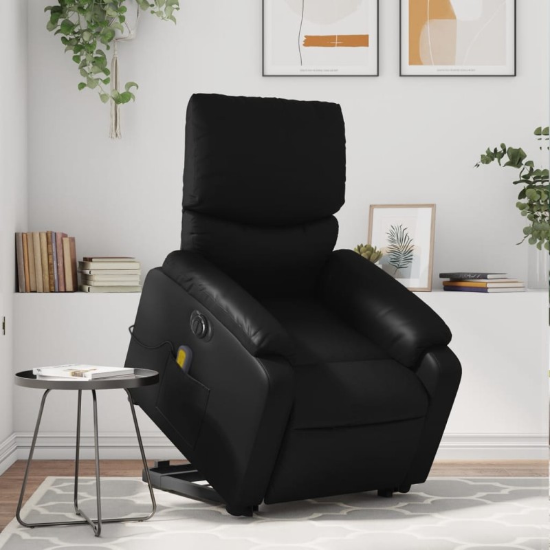 vidaXL Massagesessel mit Aufstehhilfe Elektrisch Schwarz Kunstleder vidaXL Massagesessel mit Aufstehhilfe Elektrisch Schwarz Kunstleder