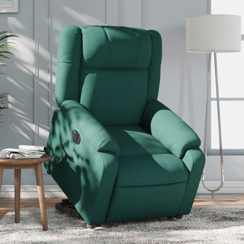 vidaXL Relaxsessel mit Aufstehhilfe Elektrisch Dunkelgrün Stoff vidaXL Relaxsessel mit Aufstehhilfe Elektrisch Dunkelgrün Stoff