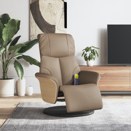 vidaXL Massagesessel mit Fußteil Cappuccino-Braun Kunstleder