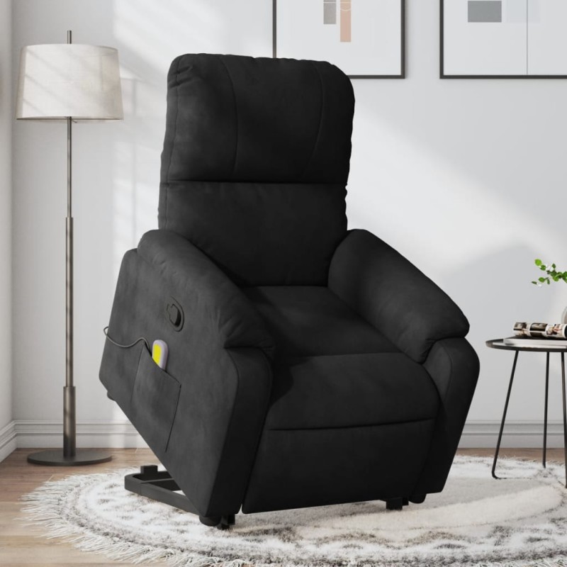 vidaXL Massagesessel mit Aufstehhilfe Schwarz Mikrofasergewebe vidaXL Massagesessel mit Aufstehhilfe Schwarz Mikrofasergewebe