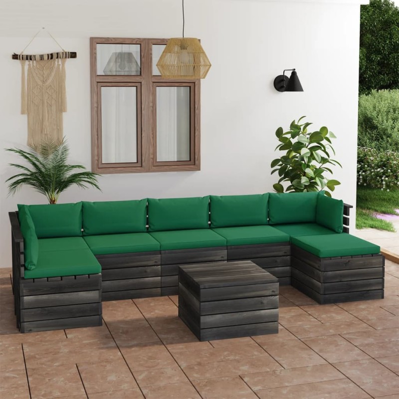 8-tlg. Garten-Sofagarnitur aus Paletten mit Kissen Kiefernholz 8-tlg. Garten-Sofagarnitur aus Paletten mit Kissen Kiefernholz