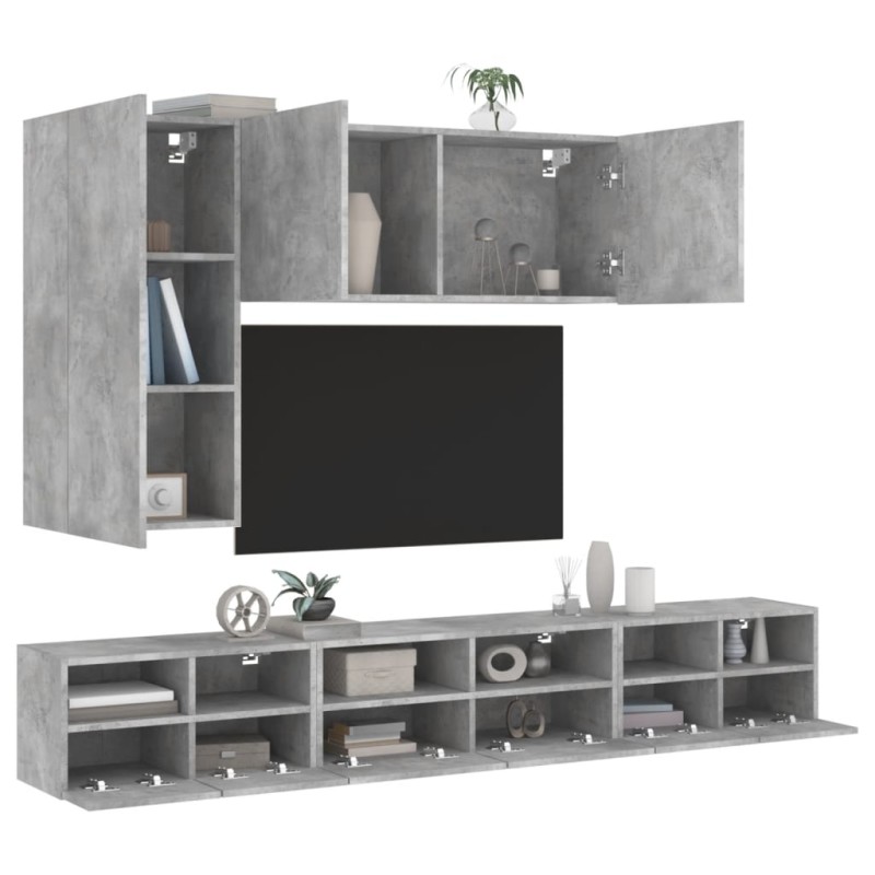 vidaXL 5-tlg. Wohnwand Betongrau Holzwerkstoff vidaXL 5-tlg. Wohnwand Betongrau Holzwerkstoff