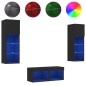 vidaXL 4-tlg. TV-Wohnwand mit LED-Leuchten Schwarz vidaXL 4-tlg. TV-Wohnwand mit LED-Leuchten Schwarz