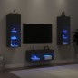 vidaXL 4-tlg. TV-Wohnwand mit LED-Leuchten Schwarz vidaXL 4-tlg. TV-Wohnwand mit LED-Leuchten Schwarz