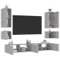 vidaXL 6-tlg. TV-Wohnwand mit LED-Leuchten Grau Sonoma vidaXL 6-tlg. TV-Wohnwand mit LED-Leuchten Grau Sonoma