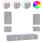 vidaXL 6-tlg. TV-Wohnwand mit LED-Leuchten Grau Sonoma vidaXL 6-tlg. TV-Wohnwand mit LED-Leuchten Grau Sonoma