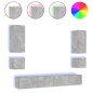 vidaXL 6-tlg. TV-Wohnwand mit LED-Leuchten Betongrau vidaXL 6-tlg. TV-Wohnwand mit LED-Leuchten Betongrau