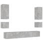 vidaXL 6-tlg. TV-Wohnwand mit LED-Leuchten Betongrau vidaXL 6-tlg. TV-Wohnwand mit LED-Leuchten Betongrau